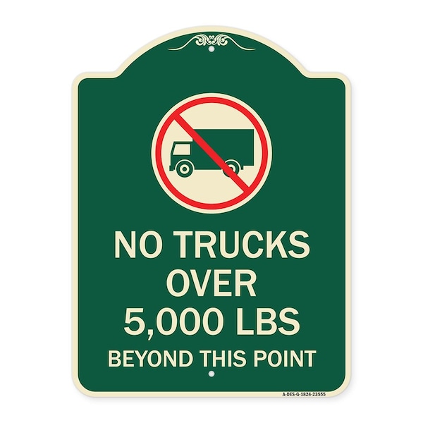 Signmission No Trucks Over Beyond This Point W/ Graphic Heavy-Gauge Aluminum Sign, 24" x 18", G-1824-23555 A-DES-G-1824-23555 - main
